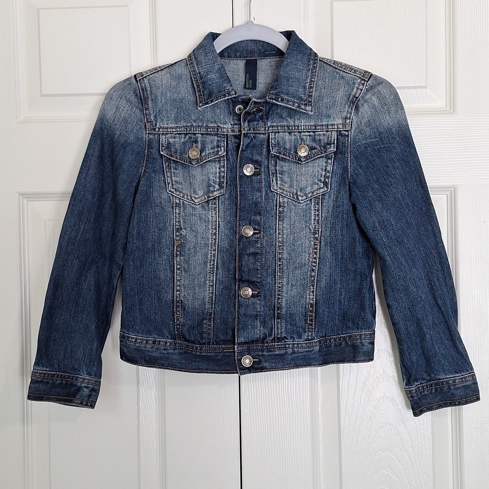 BENETTON JEANS Kids Snap Front Denim Jacket Size (M 7/8)